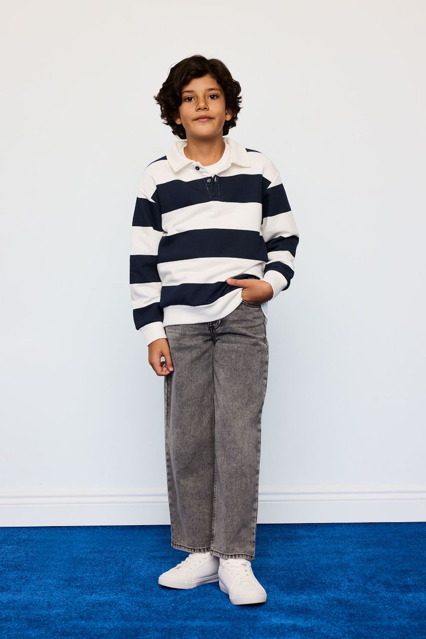 Boys & Teens NAVY Regular Fit Polo Collar Sweatshirt