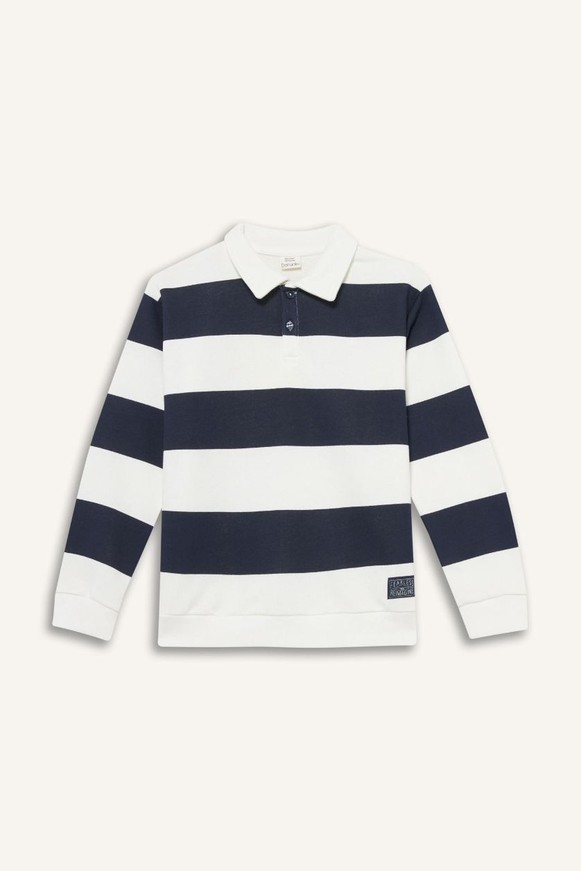 Boys & Teens NAVY Regular Fit Polo Collar Sweatshirt