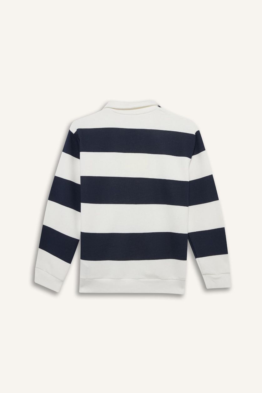 Boys & Teens NAVY Regular Fit Polo Collar Sweatshirt