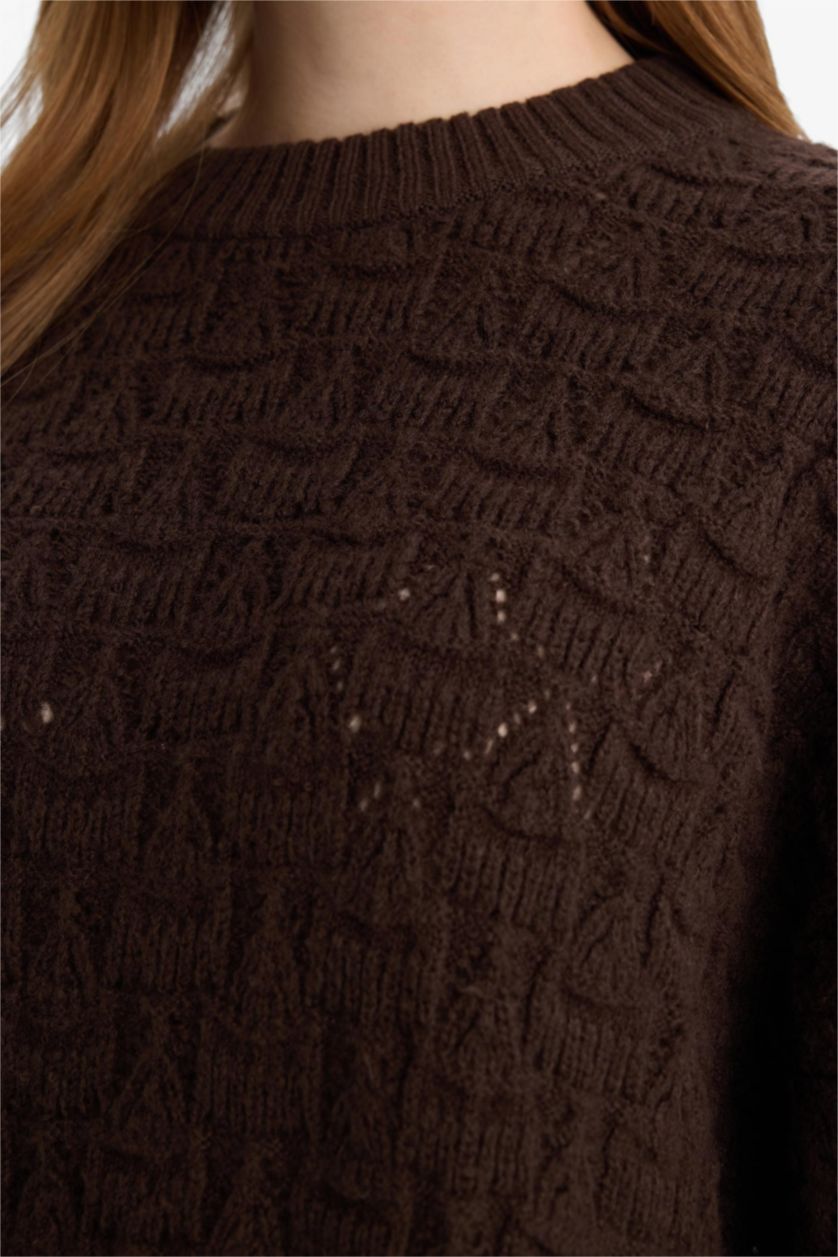 WOMAN Brown Loose Fit Knitwear Crew Neck Tunic