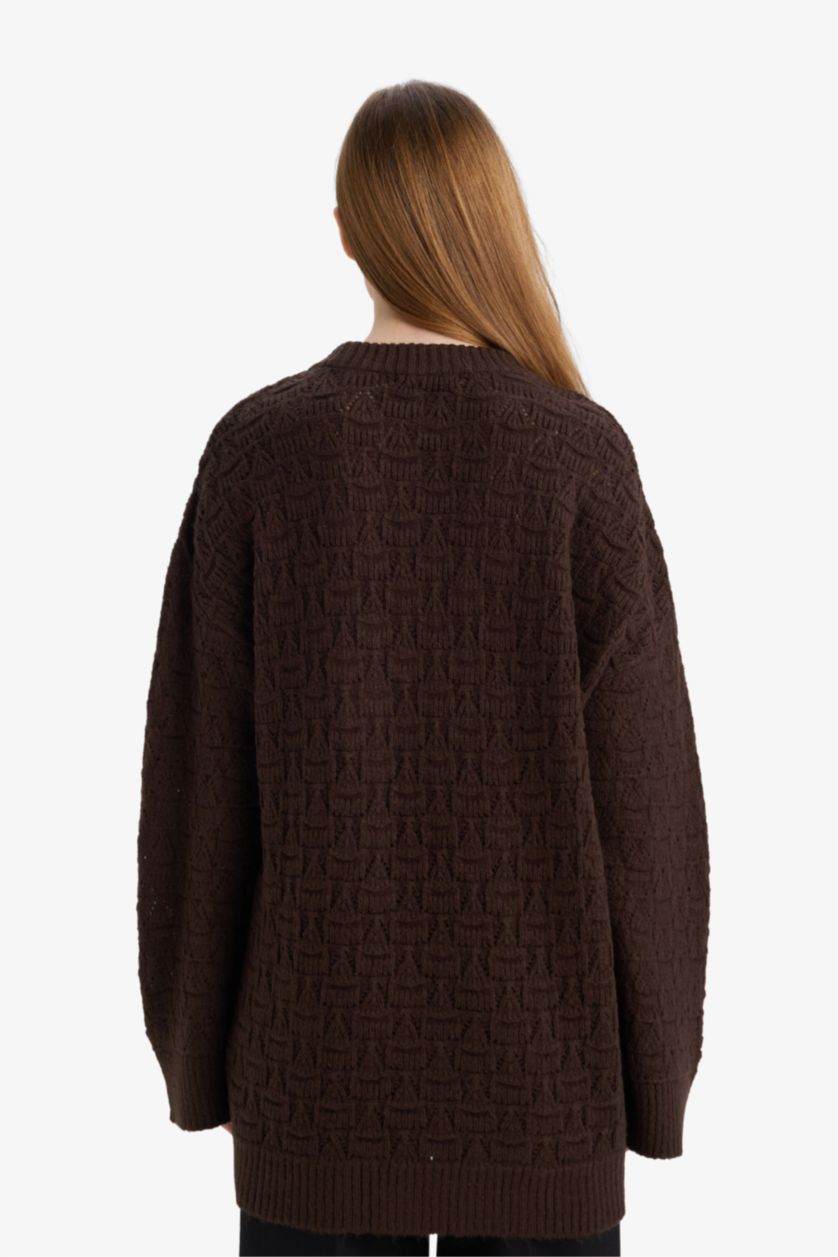 WOMAN Brown Loose Fit Knitwear Crew Neck Tunic
