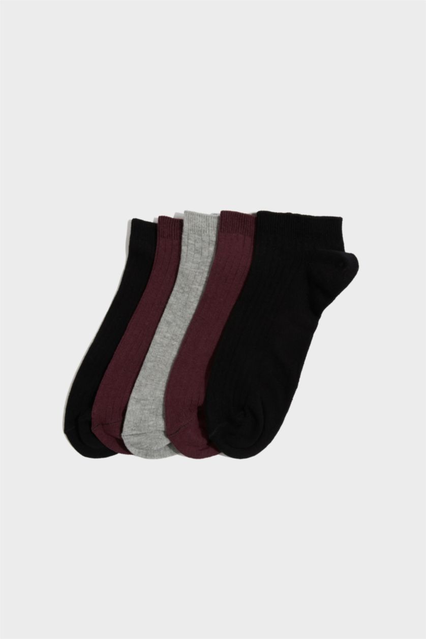 Erkek Bordo Erkek 5'li Pamuklu Patik Çorap