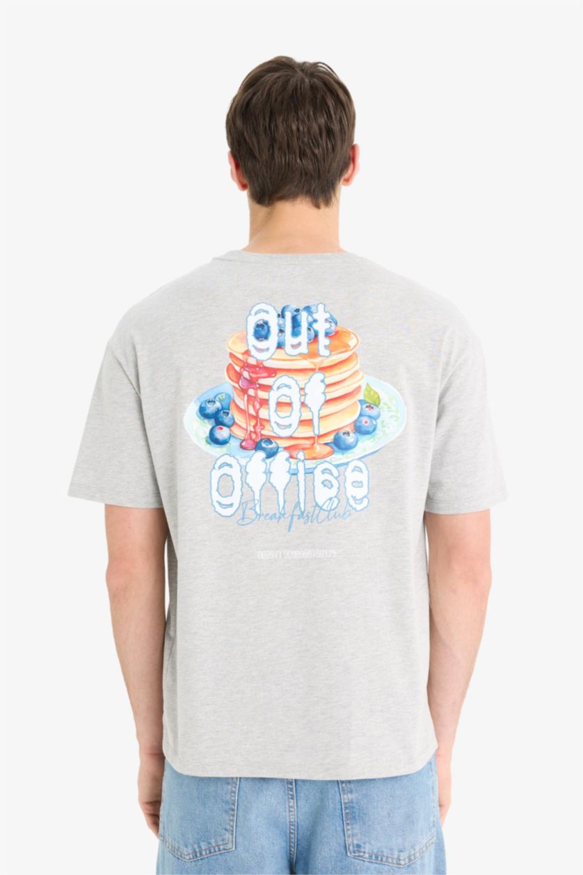 رجال ميلانج رمادي تيشيرت اوفر سايز نص ردن بياخة مستديرة