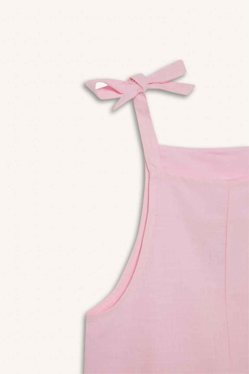 Kız Çocuk - Genç Kız Açık Pembe Viskon Askılı Tulum Kız Çocuk