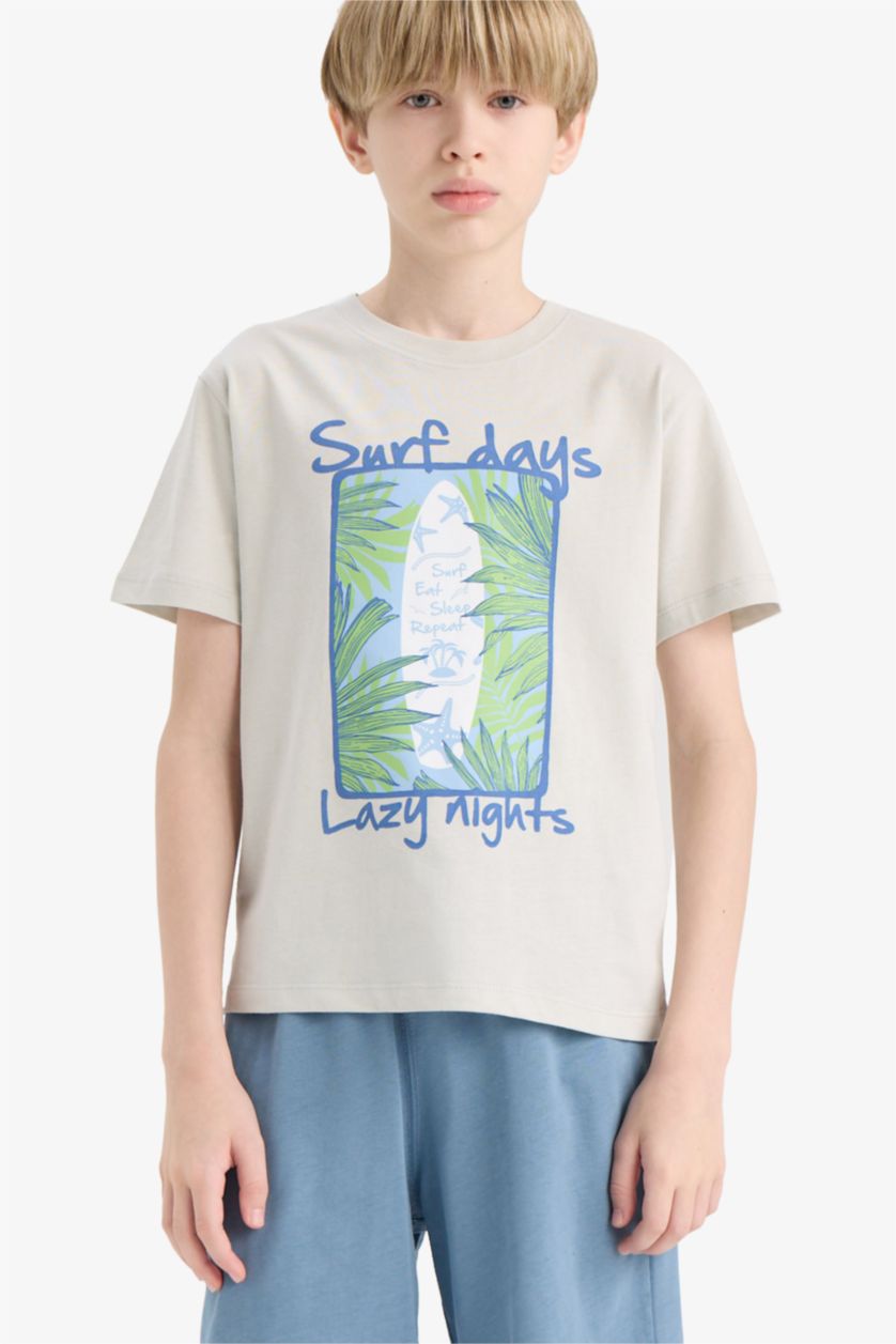 أولادي رمادي طقم بيجاما اولادي شورت وتيشيرت - قطعتين