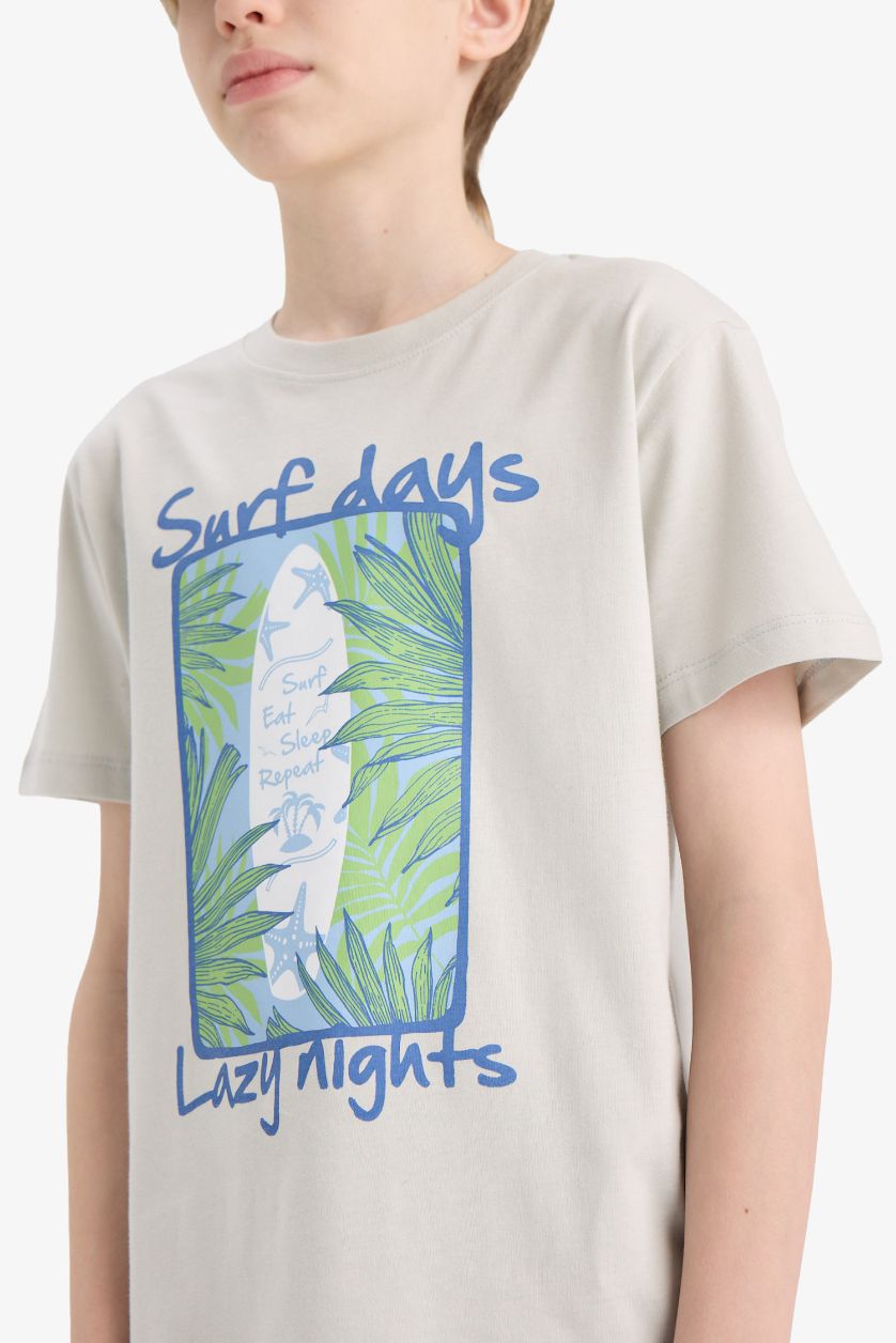 أولادي رمادي طقم بيجاما اولادي شورت وتيشيرت - قطعتين