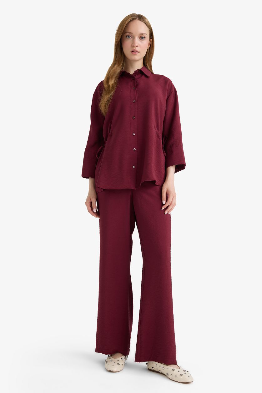 Kadın Bordo Straıght Fıt Düz Paça Pantolon