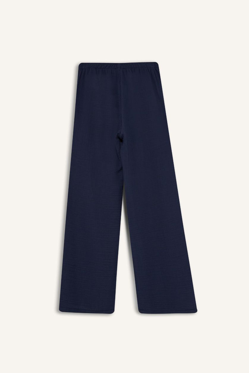 نساء كحلي سروال موسلين واسع بخصر عادي