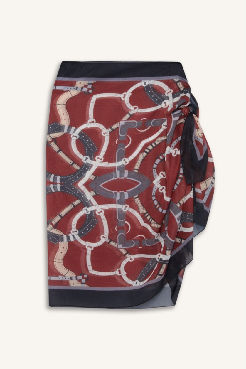 Kadın Kırmızı Kadın Desenli Tesettür Şal