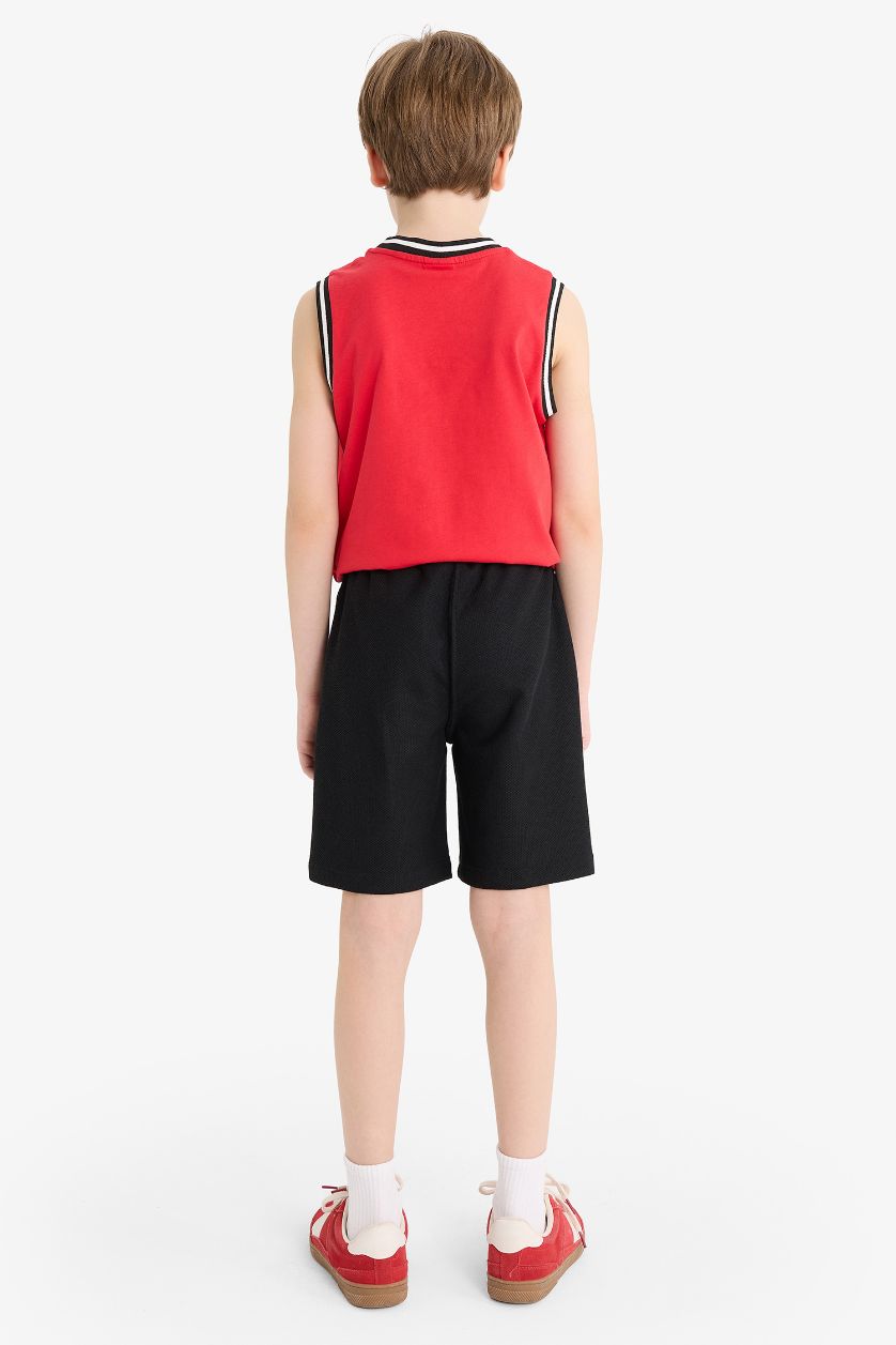 Erkek Çocuk - Genç Erkek Kırmızı 2'li Takım Baskılı Atlet Beli Lastikli Şort Erkek Çocuk