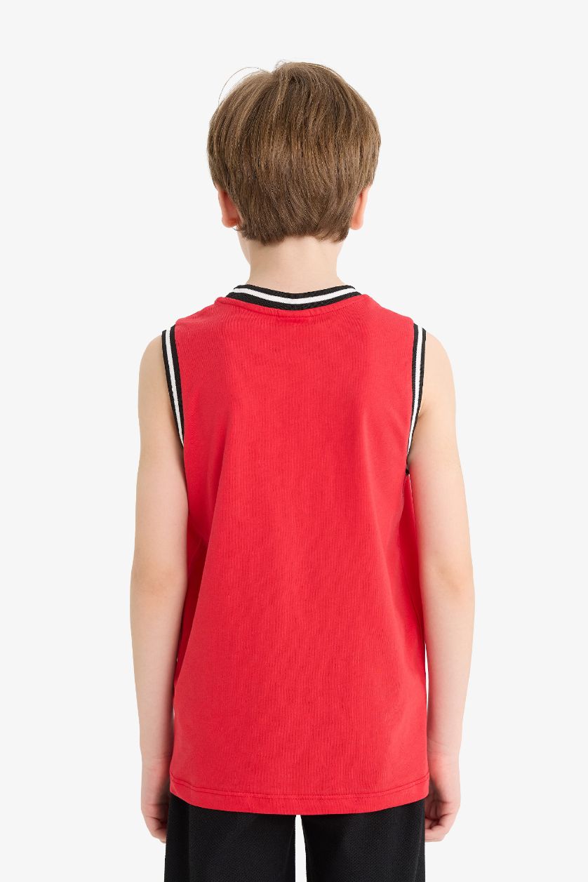 Erkek Çocuk - Genç Erkek Kırmızı 2'li Takım Baskılı Atlet Beli Lastikli Şort Erkek Çocuk