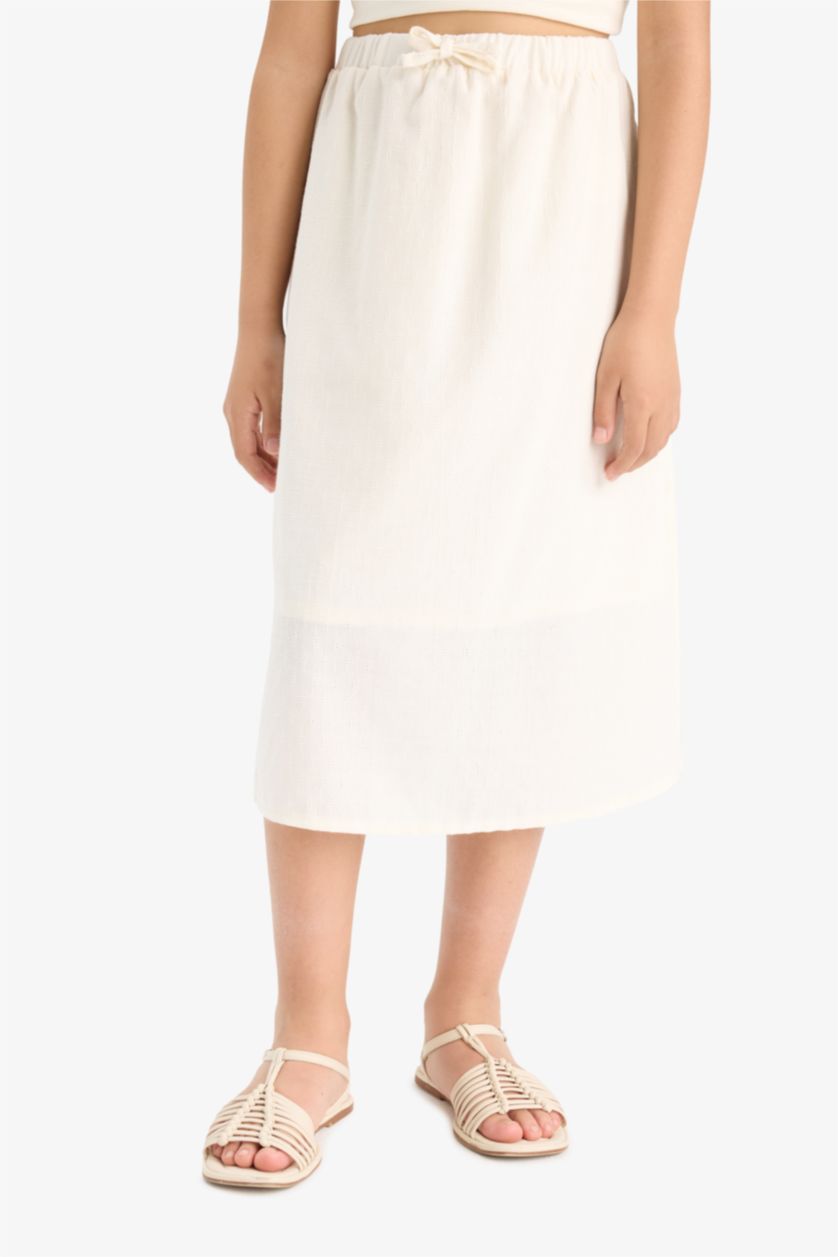 GIRLS & TEENS Ecru Girl Woven Regular Fit Skirt