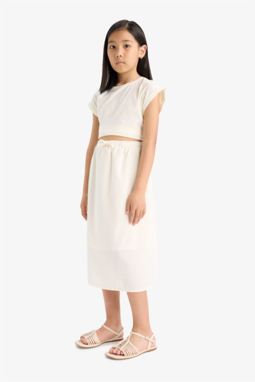 GIRLS & TEENS Ecru Girl Woven Regular Fit Skirt
