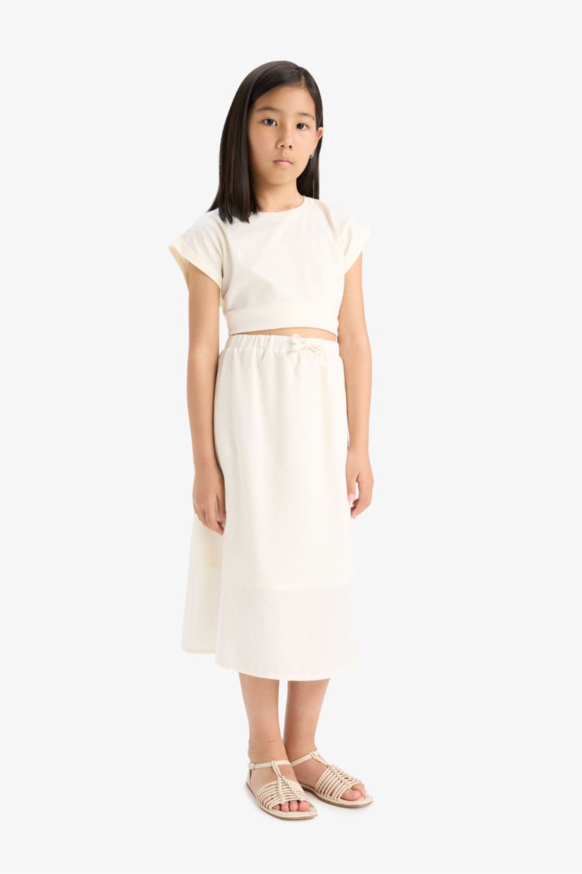 GIRLS & TEENS Ecru Girl Woven Regular Fit Skirt