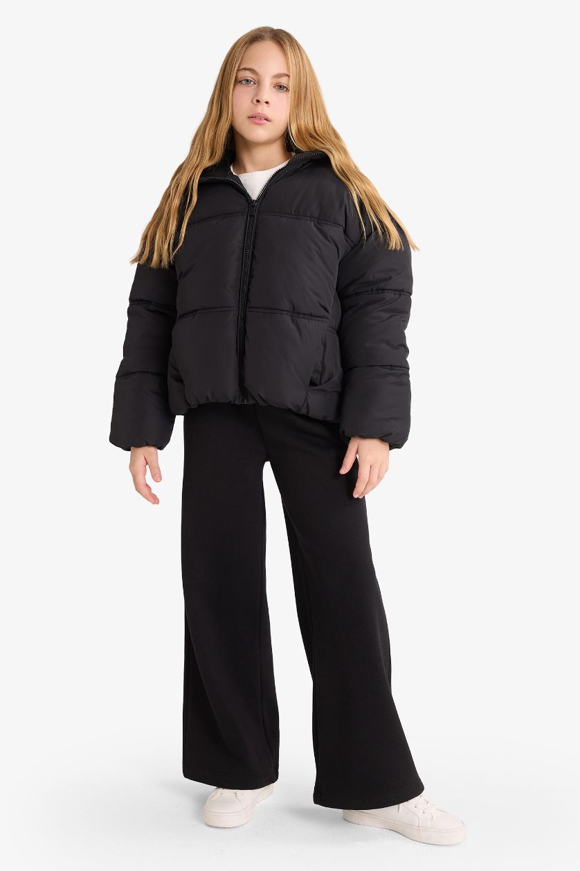 GIRLS & TEENS Black Girl Hooded Puffer Jacket