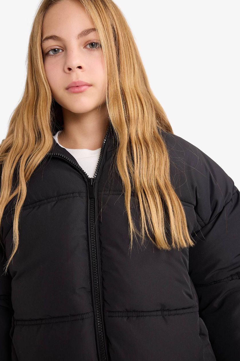GIRLS & TEENS Black Girl Hooded Puffer Jacket