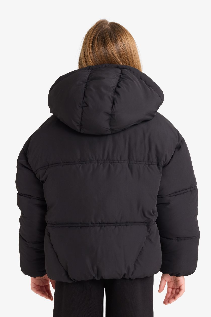GIRLS & TEENS Black Girl Hooded Puffer Jacket