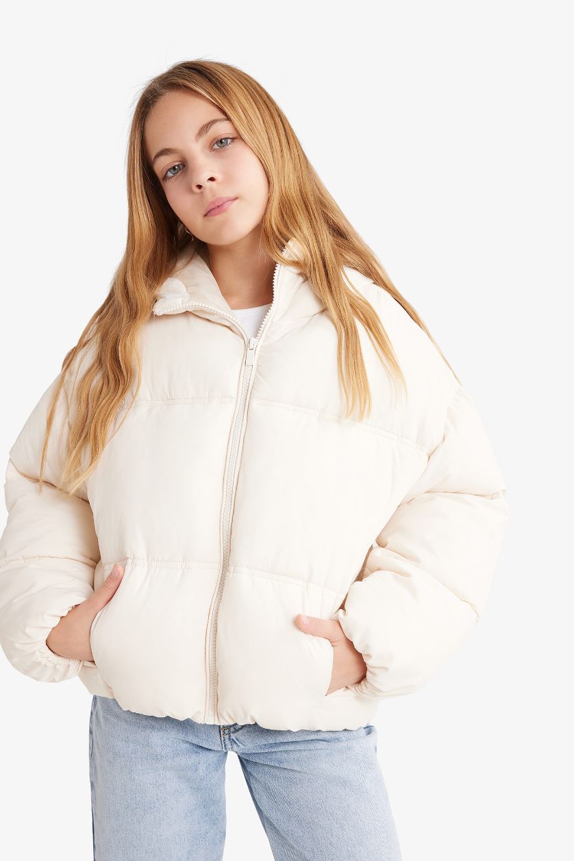 GIRLS & TEENS Ecru Girl Hooded Puffer Jacket