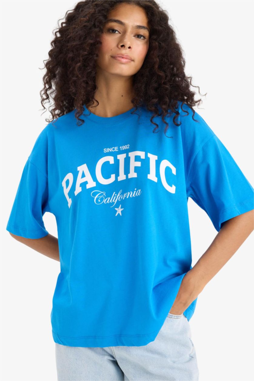 WOMAN Royal Regular Fit Crew Neck Printed Cotton T-Shirt