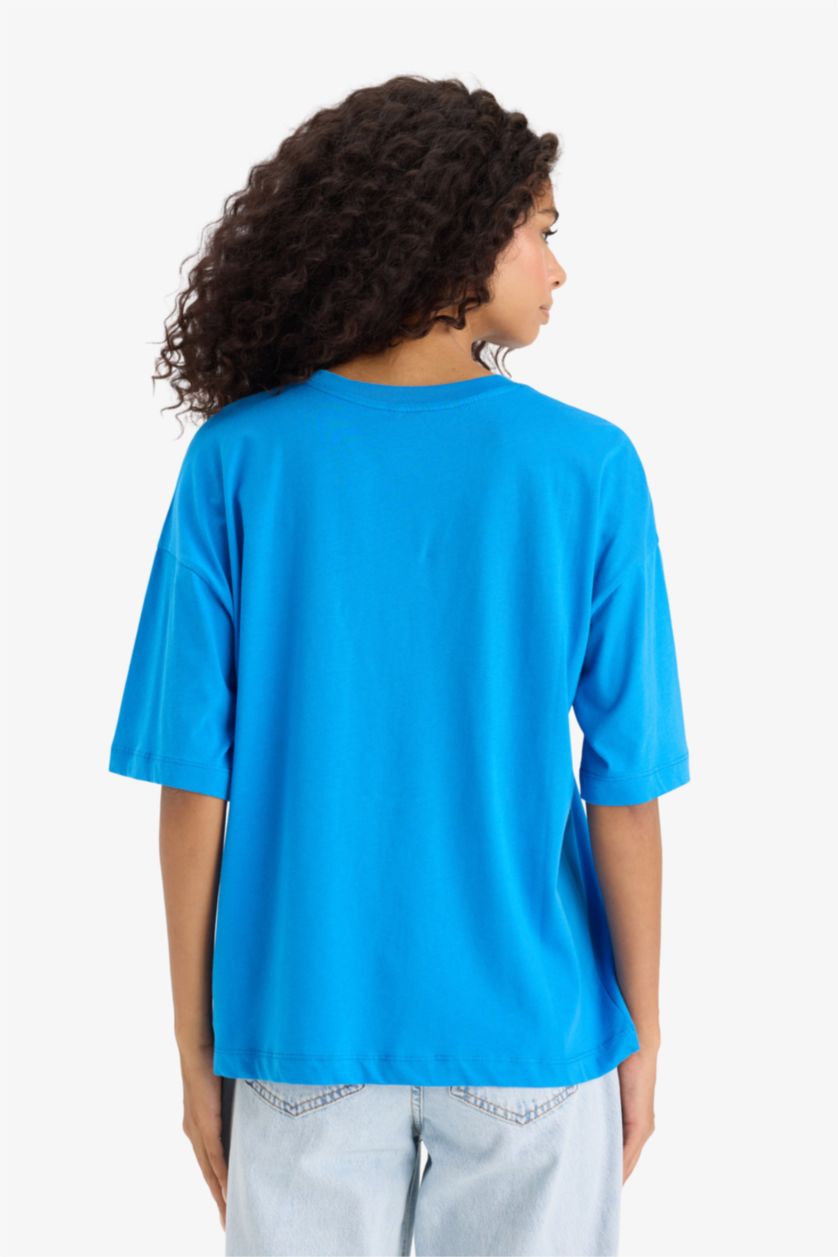 WOMAN Royal Regular Fit Crew Neck Printed Cotton T-Shirt