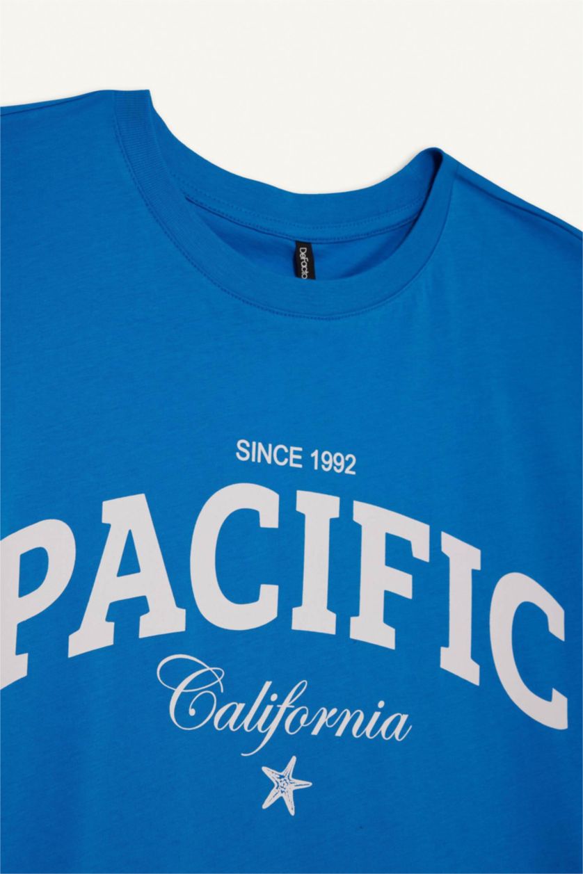 WOMAN Royal Regular Fit Crew Neck Printed Cotton T-Shirt