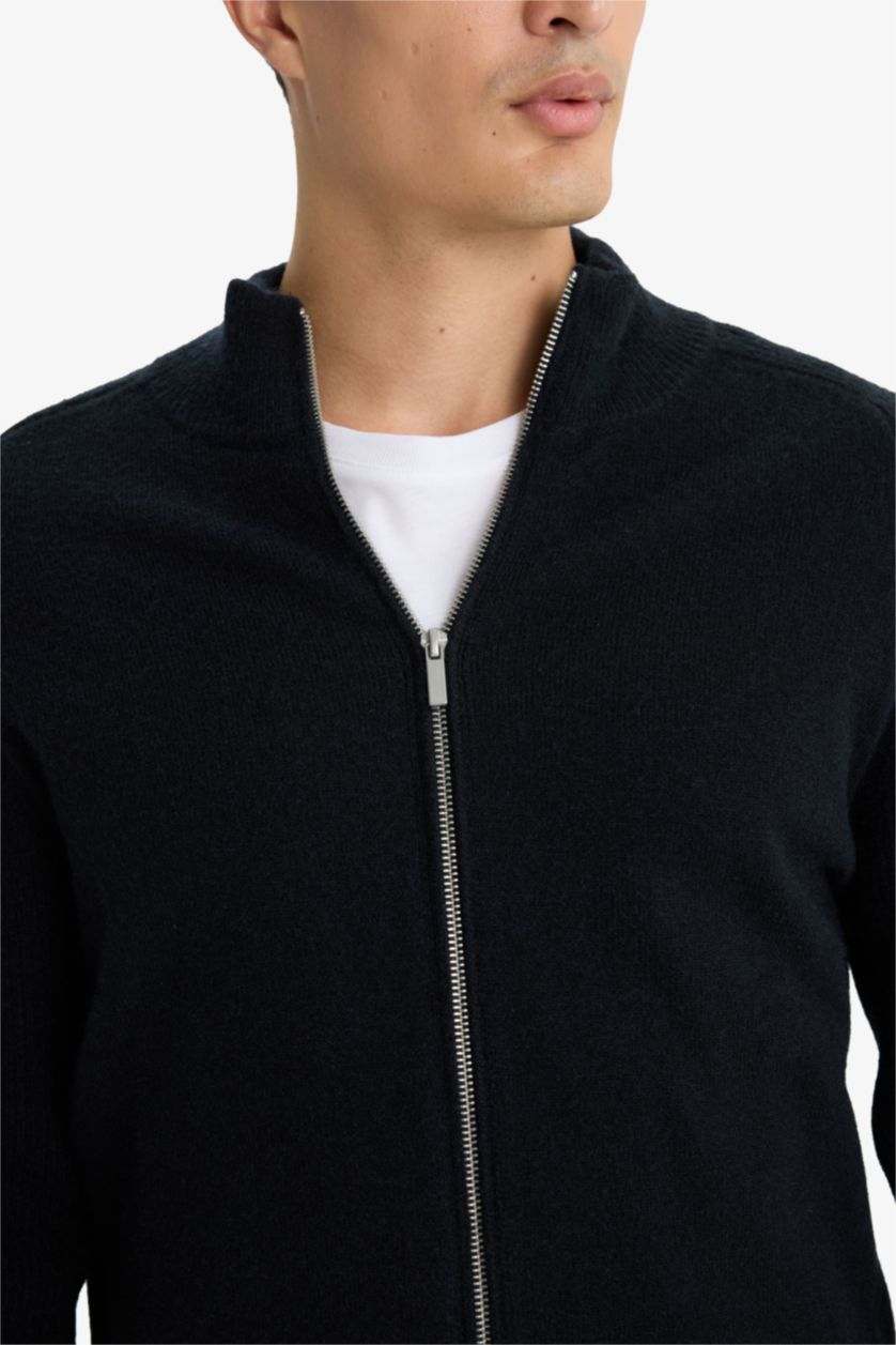 Ерлер қара стандарт пішім ұзартылған жаға трикотаж Кардиган