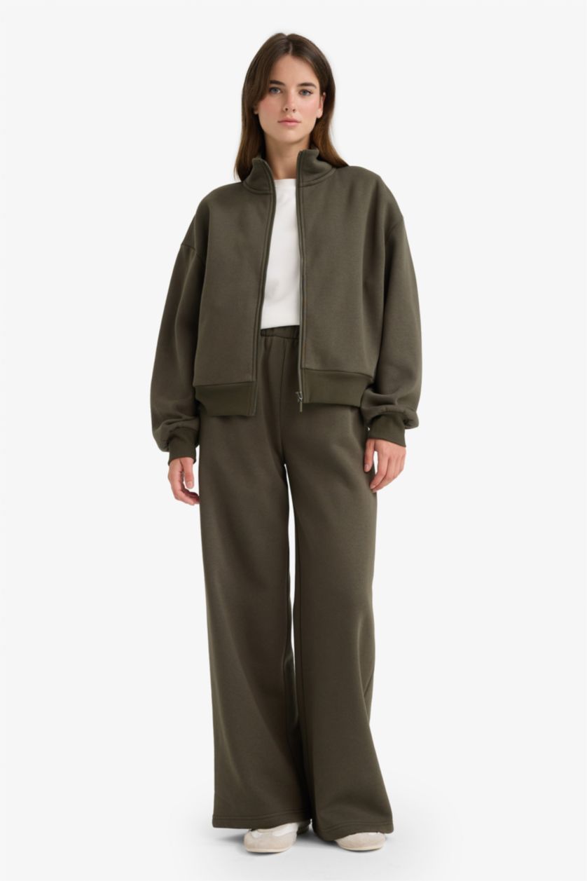 Әйелдерге Қараңғы Хаки бокси фит ұзартылған жаға Кардиган