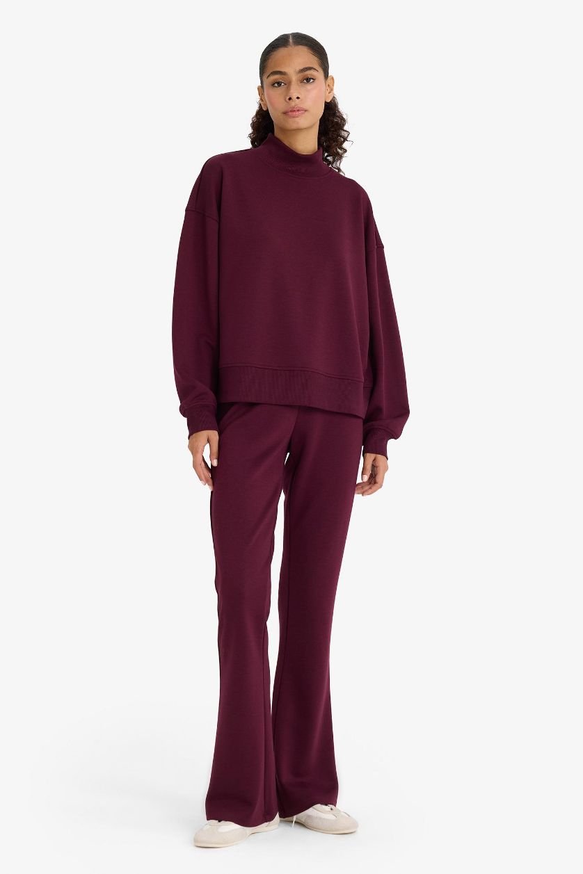 FEMME Bordeaux Pantalon à poches Coupe évasée