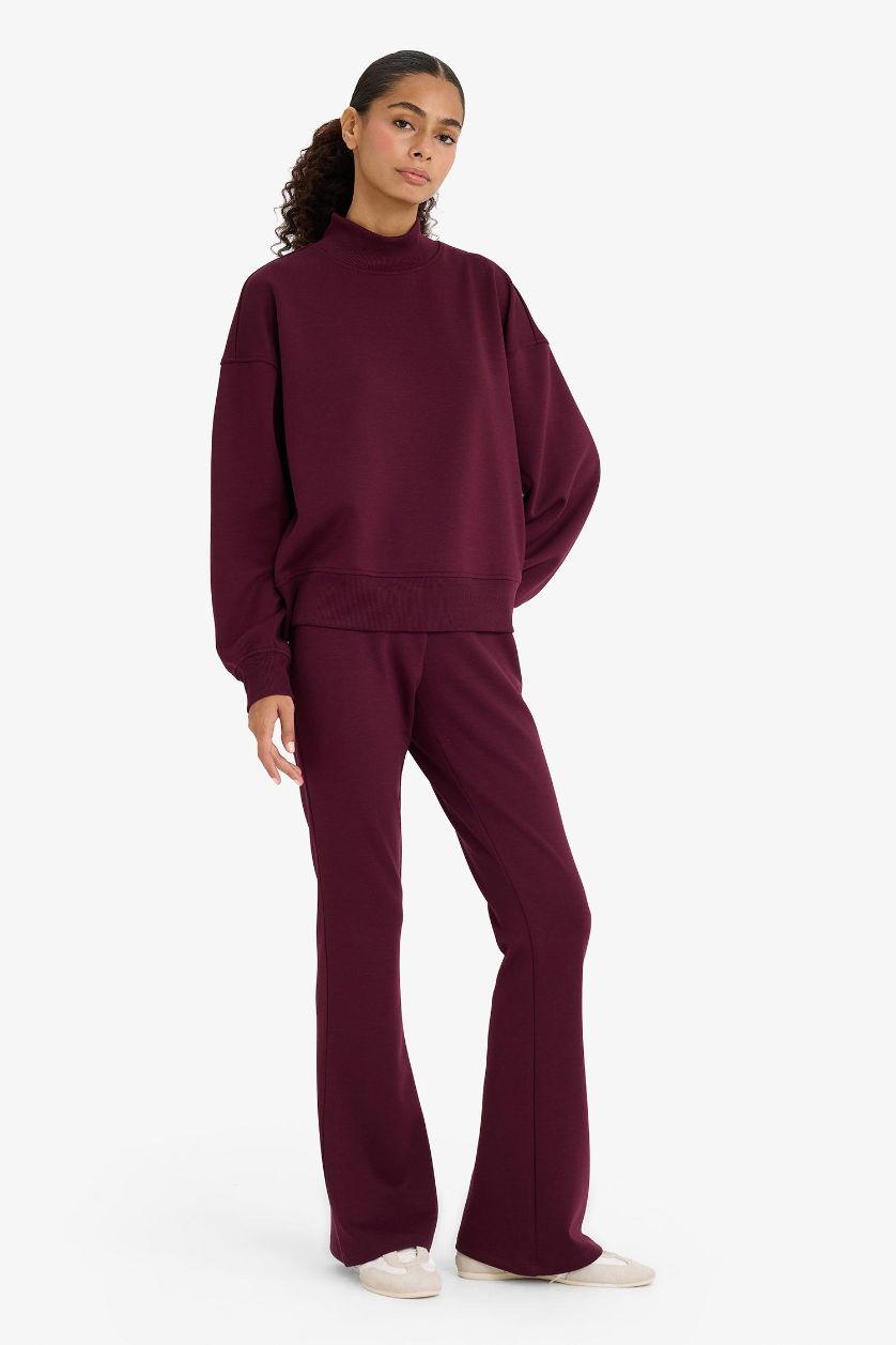 FEMME Bordeaux Pantalon à poches Coupe évasée
