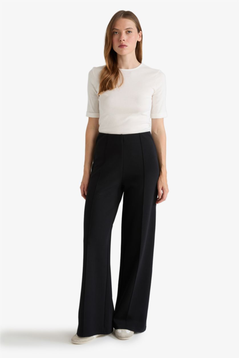 WOMAN Black Straight Fit Trousers