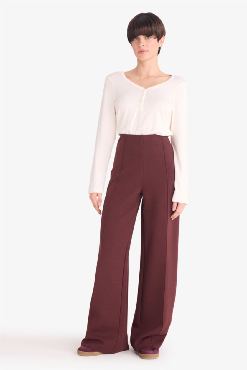 FEMME Marron Pantalon droit à poches