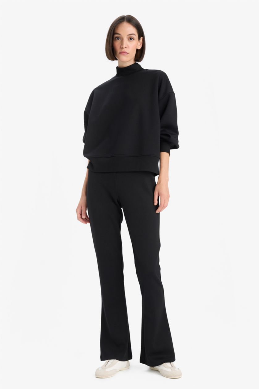 FEMME Noir Sweatshirt à col montant Coupe décontractée