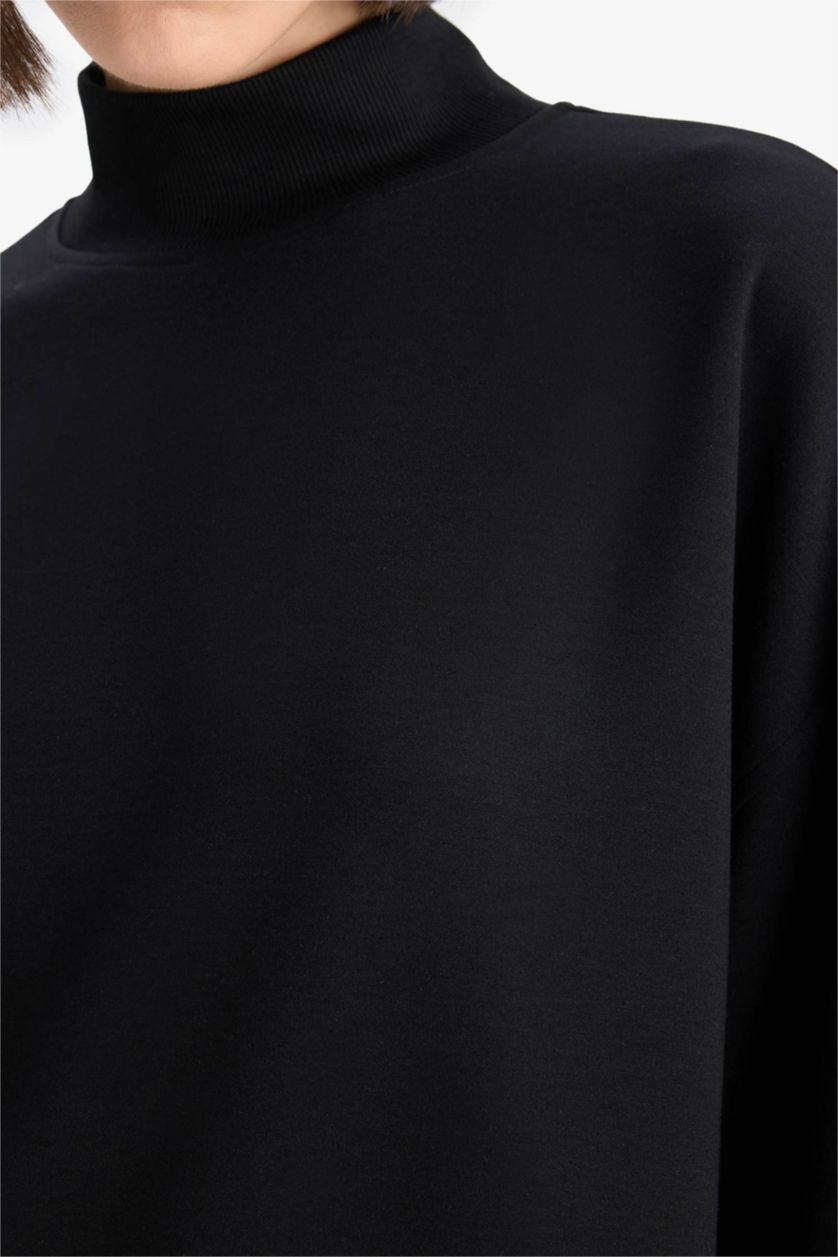 FEMME Noir Sweatshirt à col montant Coupe décontractée