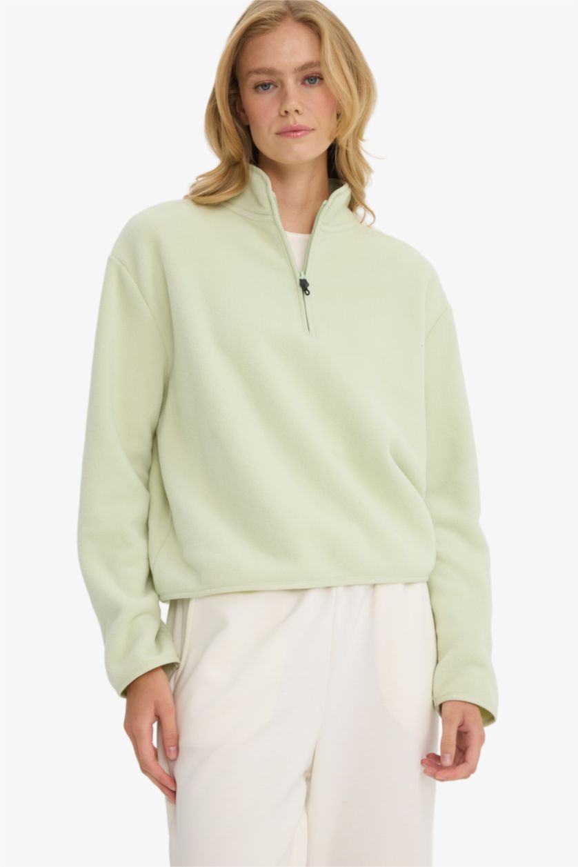 نساء نعناع سويت شيرت قصة مريحة برقبة عالية