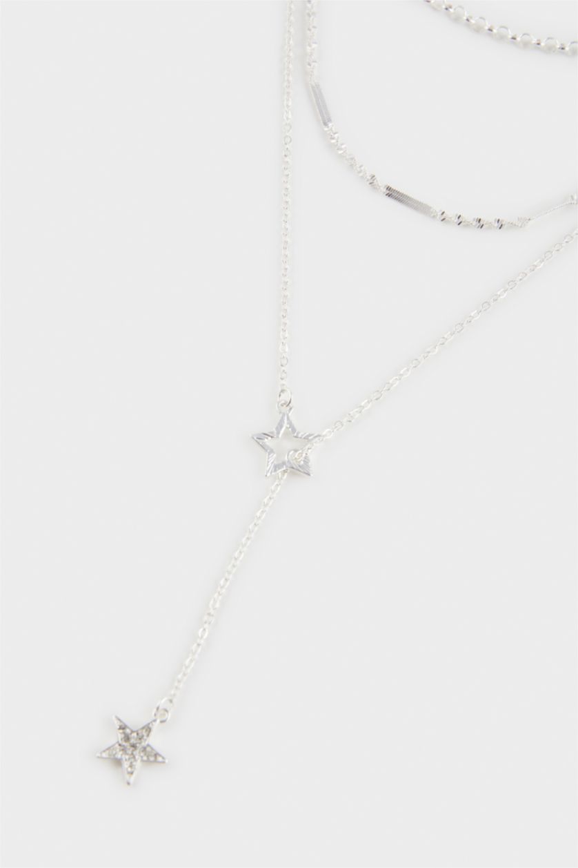 Kadın Gümüş Kadın Yıldızlı Silver Kolye