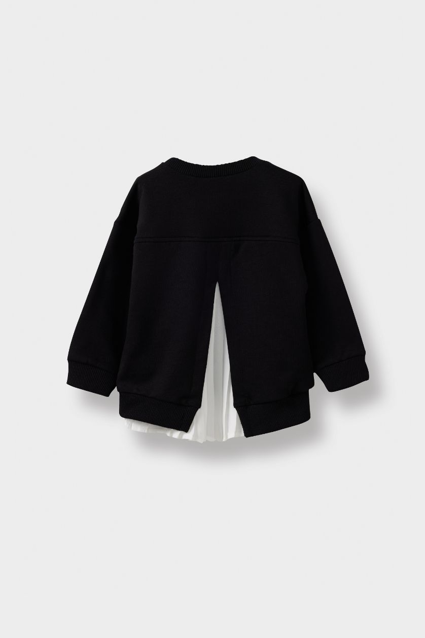 Baby Girl Black Baby Girl Printed Soft Lining Sweatshirt