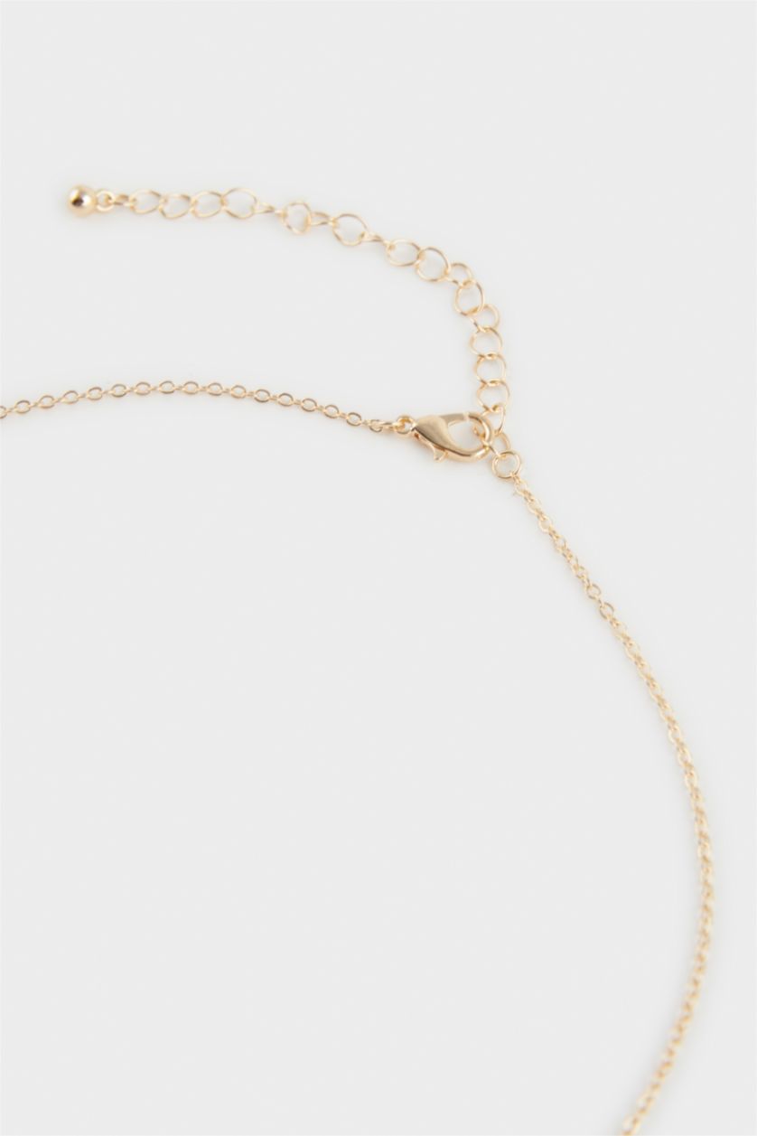 Kadın Altın Kadın İnci ve Çiçek Detaylı Gold Kolye Küpe Seti