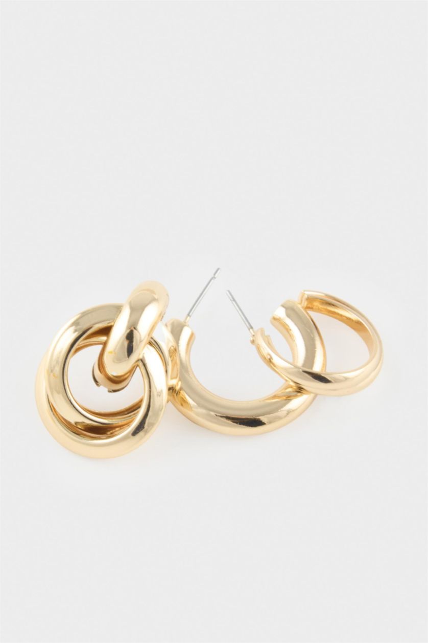 Kadın Altın Kadın 3'lü Gold Küpe