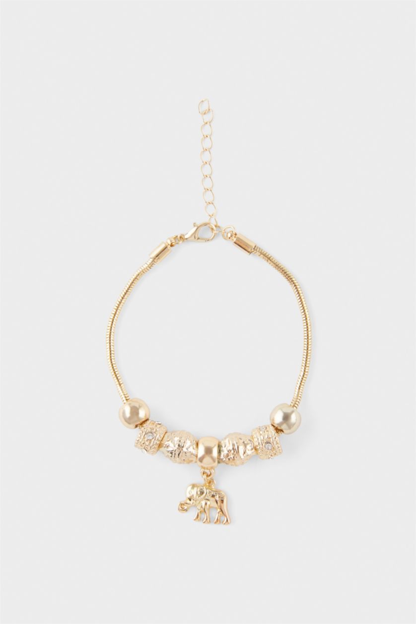 Kadın Altın Kadın Fil Charmlı Gold Bileklik
