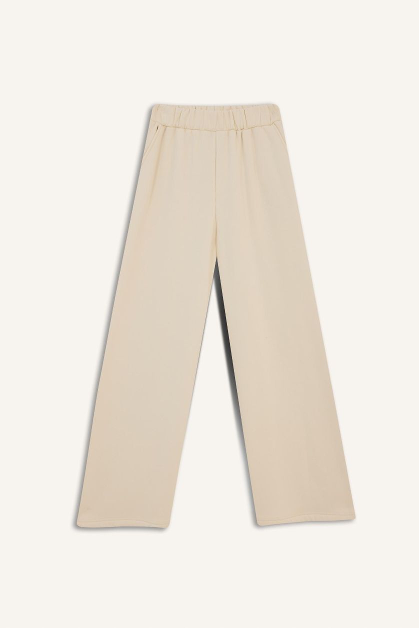 Woman Light Stone Straight Fit Pocketed Trousers