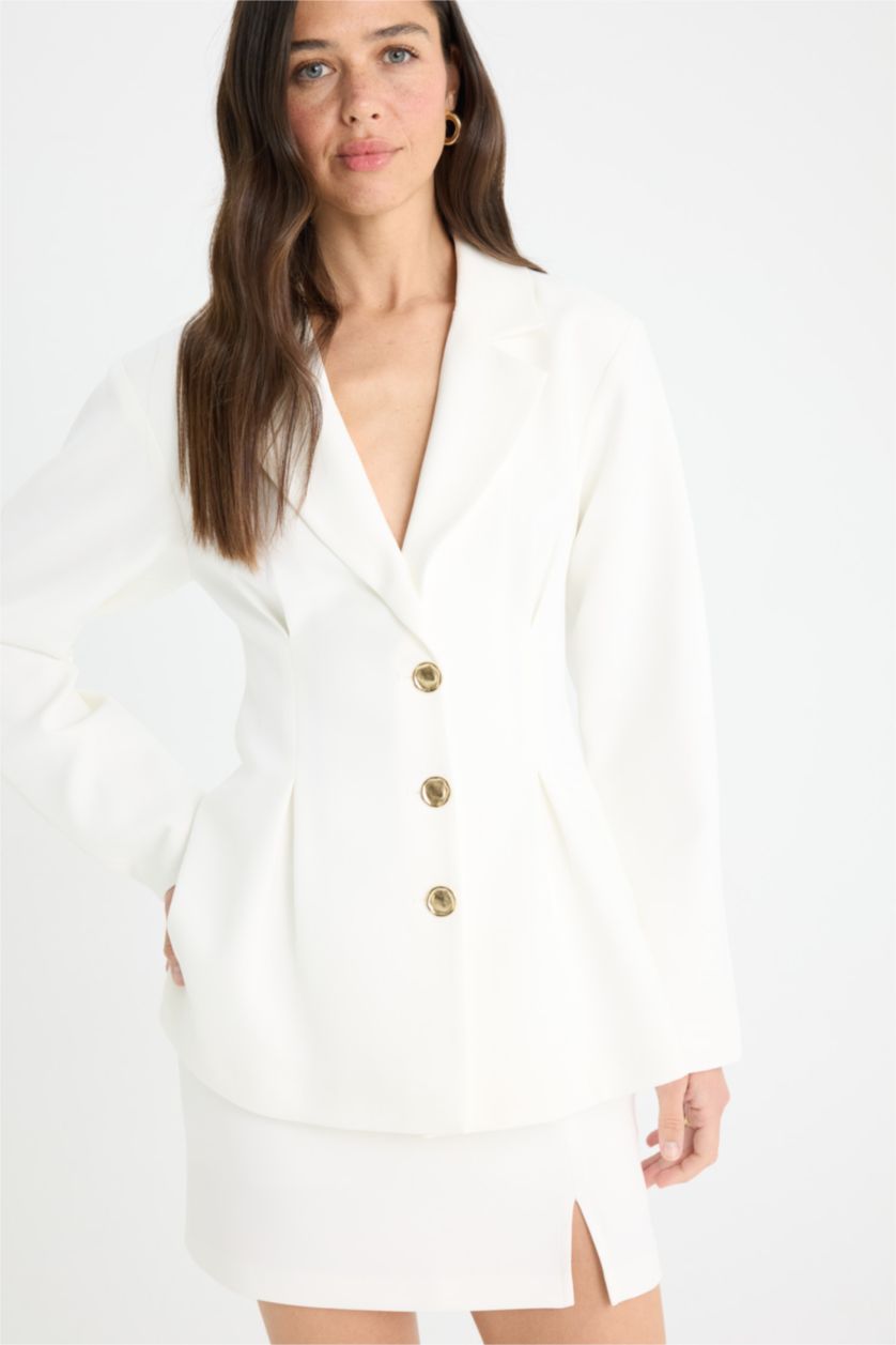 Woman Ecru Slim Fit Blazer