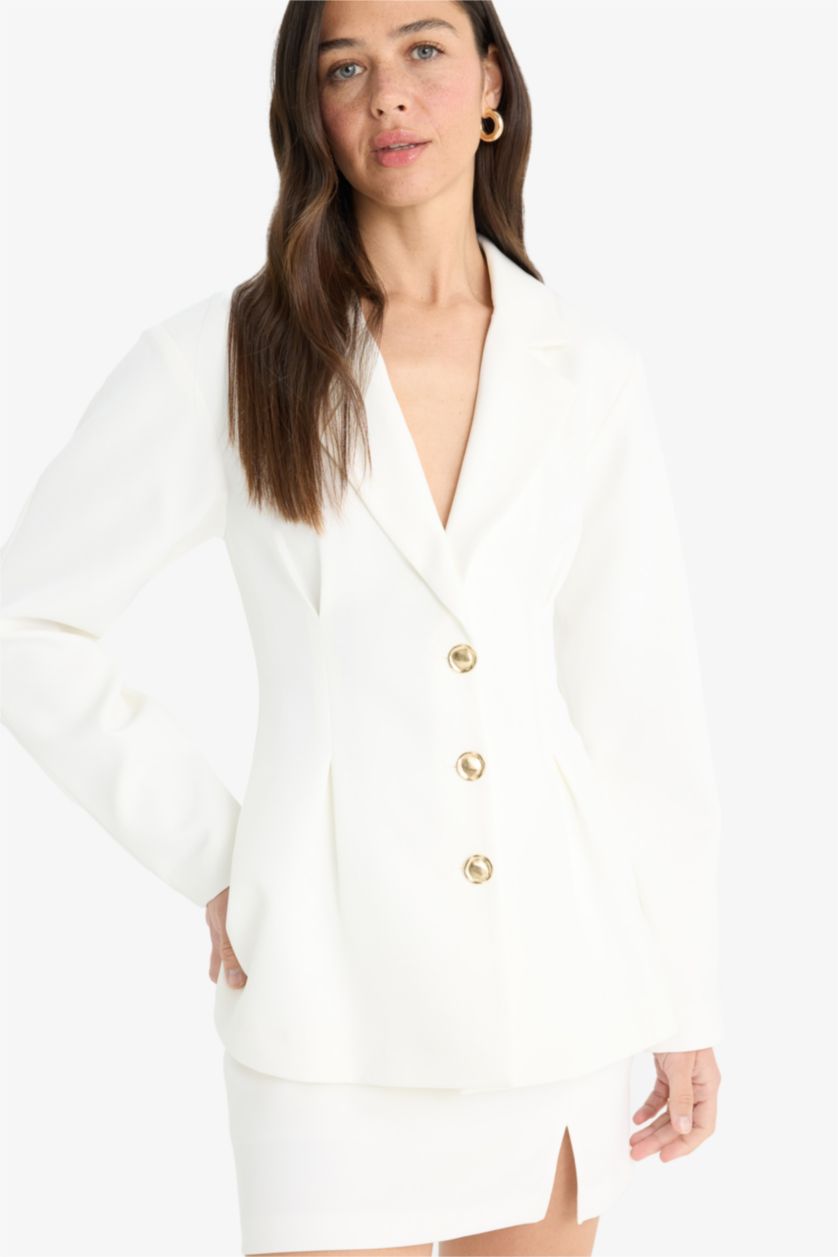 Woman Ecru Slim Fit Blazer
