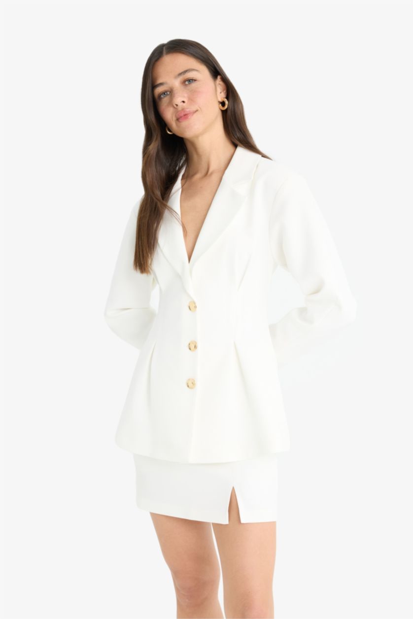 Woman Ecru Slim Fit Blazer