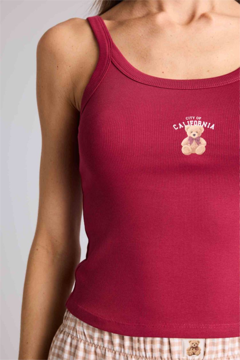 Woman Bordeaux Ribbed Tank Top