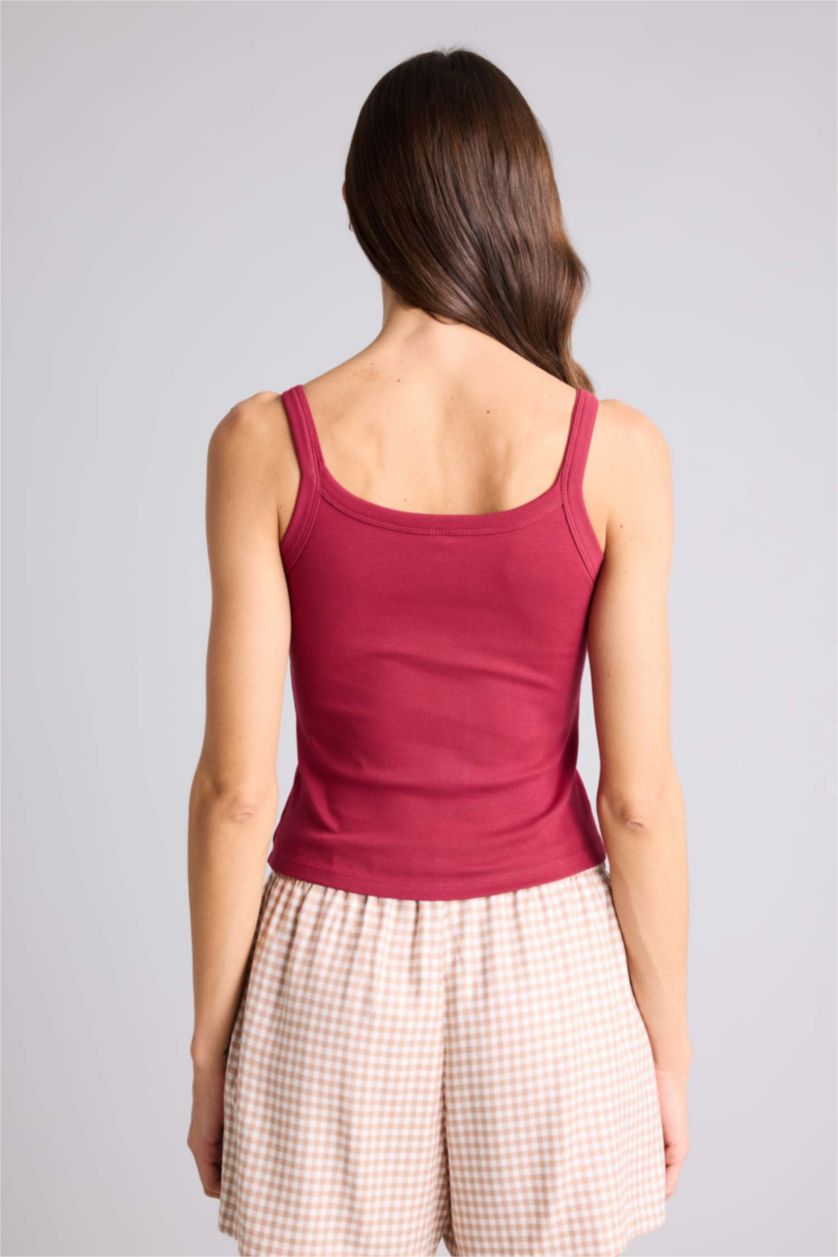 Woman Bordeaux Ribbed Tank Top
