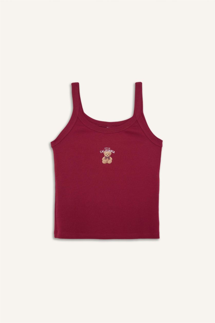Woman Bordeaux Ribbed Tank Top