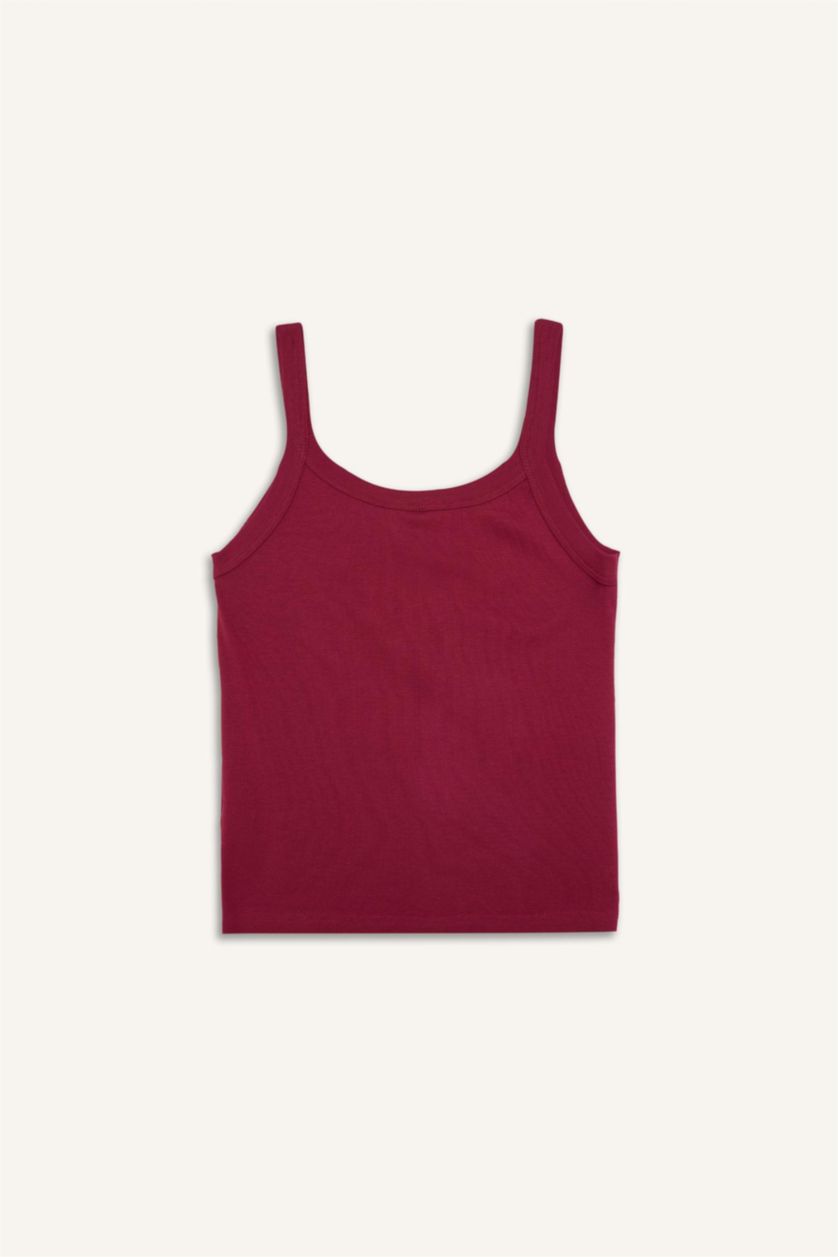 Woman Bordeaux Ribbed Tank Top