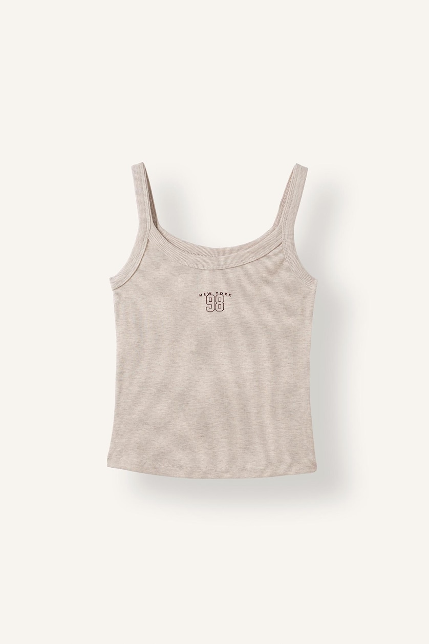 WOMAN Beige Melange Ribana Tank Top