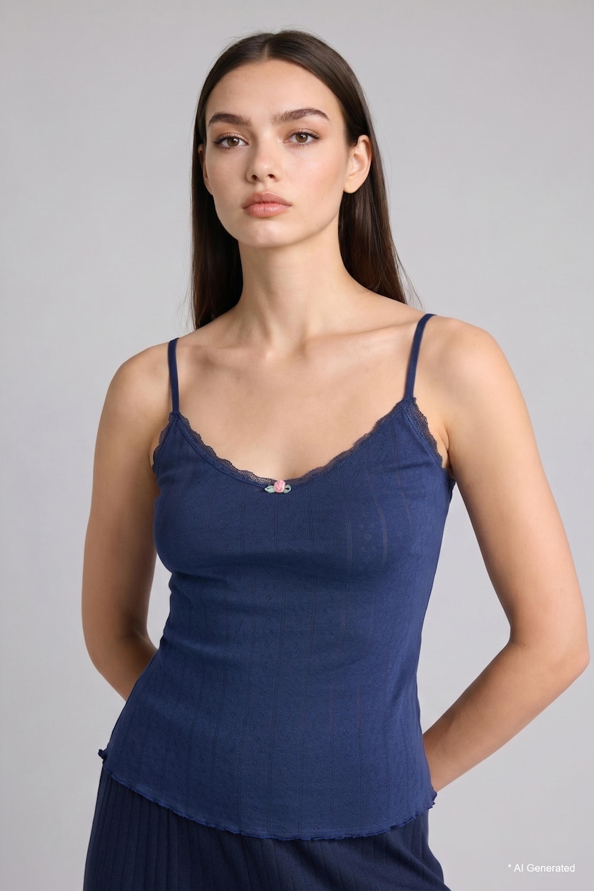 WOMAN NAVY Cotton Tank Top