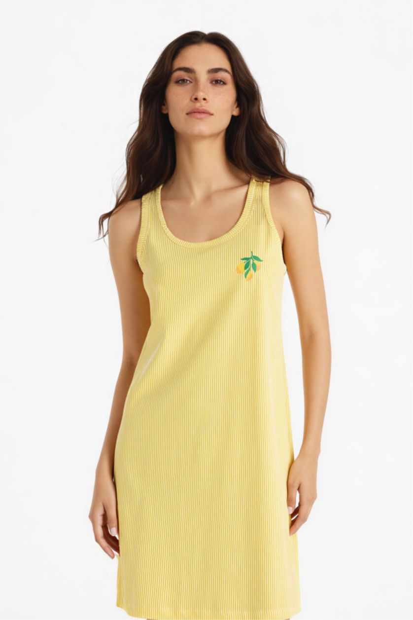 WOMAN Yellow Fall in Love Regular Fit U Neck Sleeveless Dress